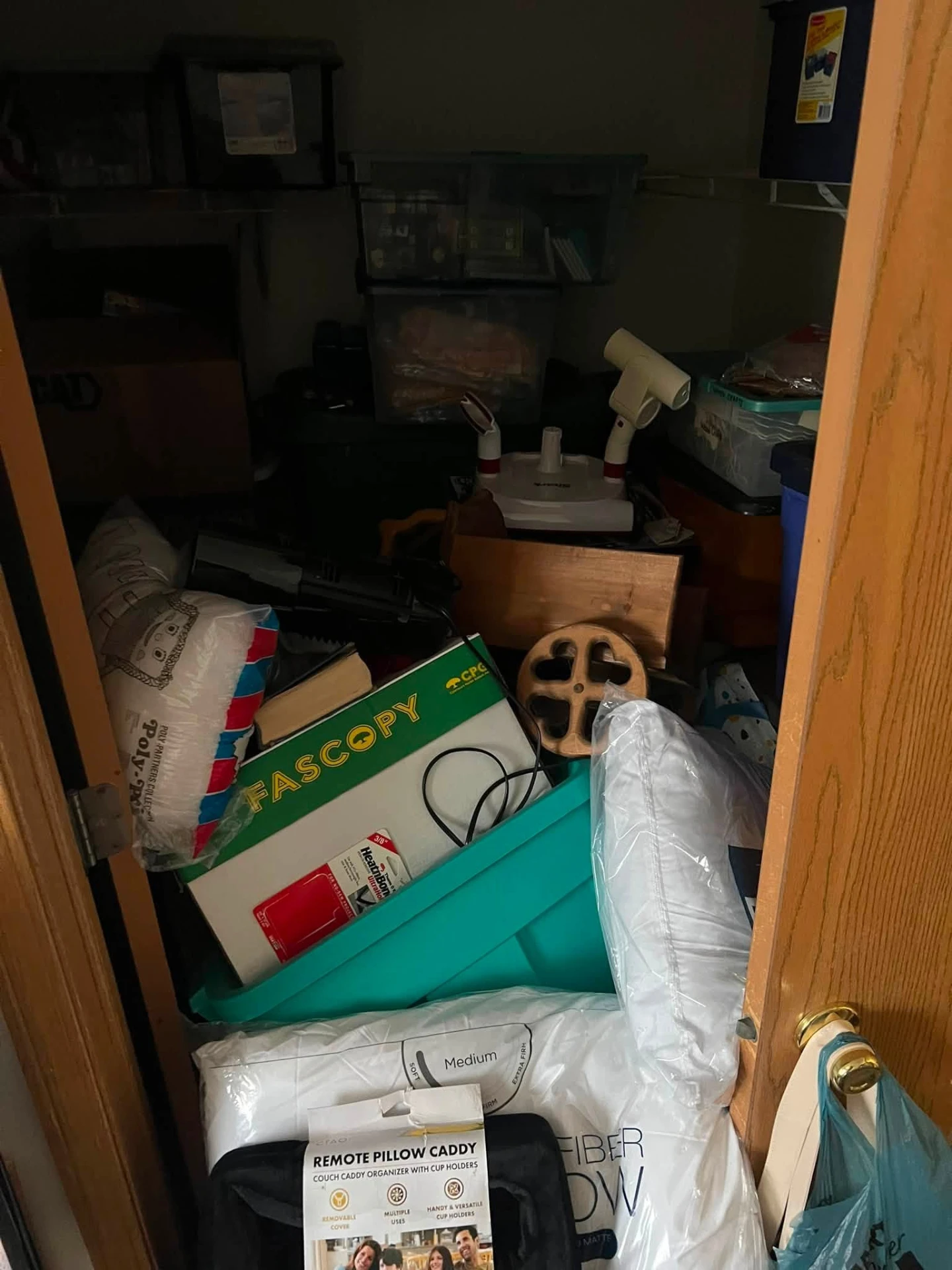 Packed closet cleared and organized before removal